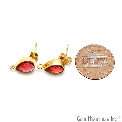 DIY Pear 13x7mm Gold Bail Gemstone stud Earring (Pick Your Gemstone) - GemMartUSA