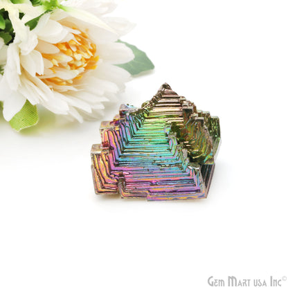 Bismuth Crystal Rainbow Bismuth XXL Crystal Cluster Display Specimen Mineral Decor Pyramid Teaching Tools Stone Educational Rock Peacock Ore