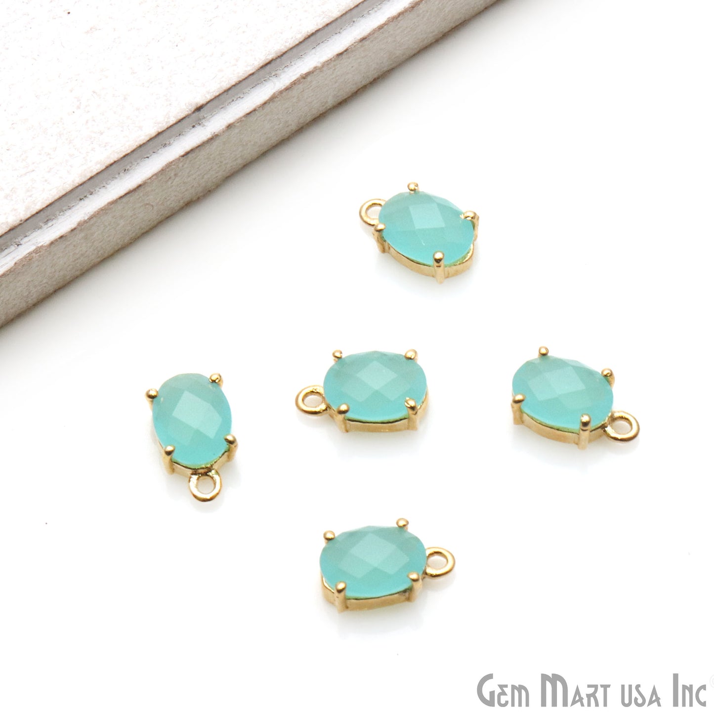 Oval 6x8mm Gold Plated Prong Setting Gemstone Connector (Pick Stone) - GemMartUSA