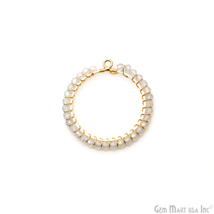 Round Hoop Beaded 34mm Gold Wire Wrapped Hoop Connector