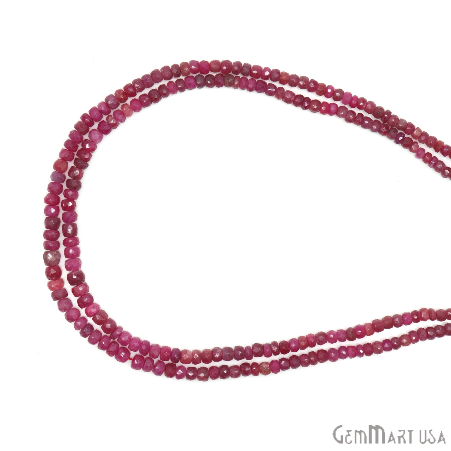 Ruby Rondelle Beads, 13 Inch Gemstone Strands, Drilled Strung Nugget Beads, Faceted Round, 3-4mm