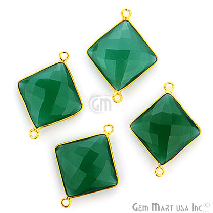 Square 16mm Double Bail Gold Bezel Gemstone Connector