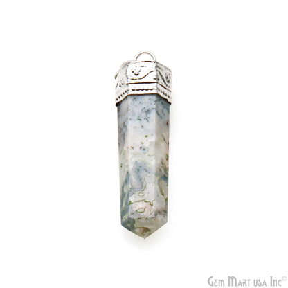 DIY Healing Gemstone Silver Pencil Point Ornate Pendant 1pc