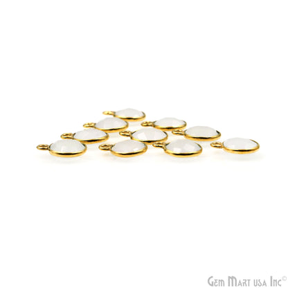 Round 8mm Single Bail Gold Plated Bezel Gemstone Connectors