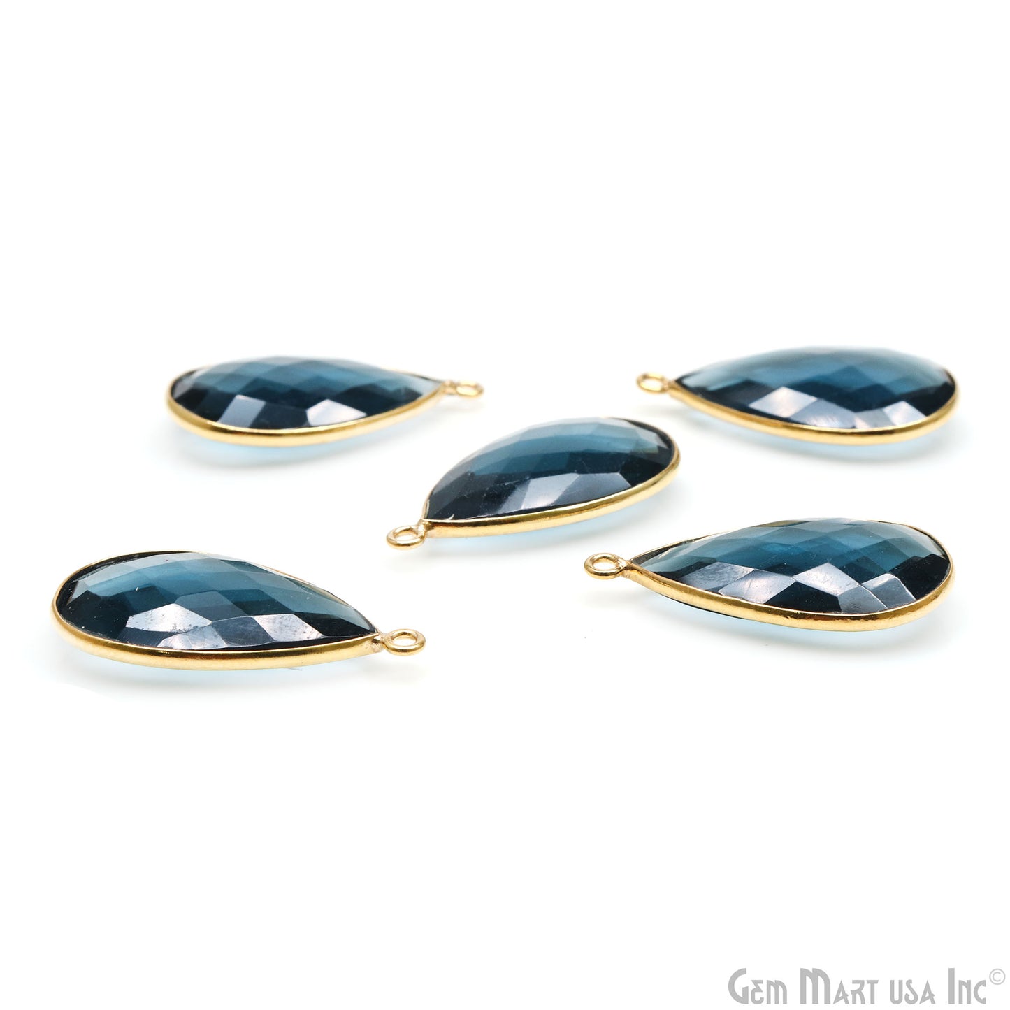 Iolite Pears 29x17mm Gold Plated Single Bail Bezel Connector