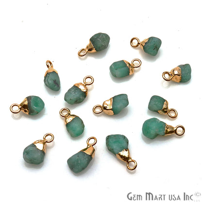 Chrysoprase Organic 11x5mm Gold Electroplated Pendant Connector - GemMartUSA