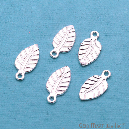 5pc Lot Silver Plated Leaf Shape Filigree Findings Charms - GemmartUSA