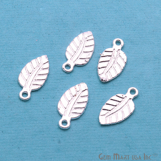 5pc Lot Silver Plated Leaf Shape Filigree Findings Charms - GemmartUSA