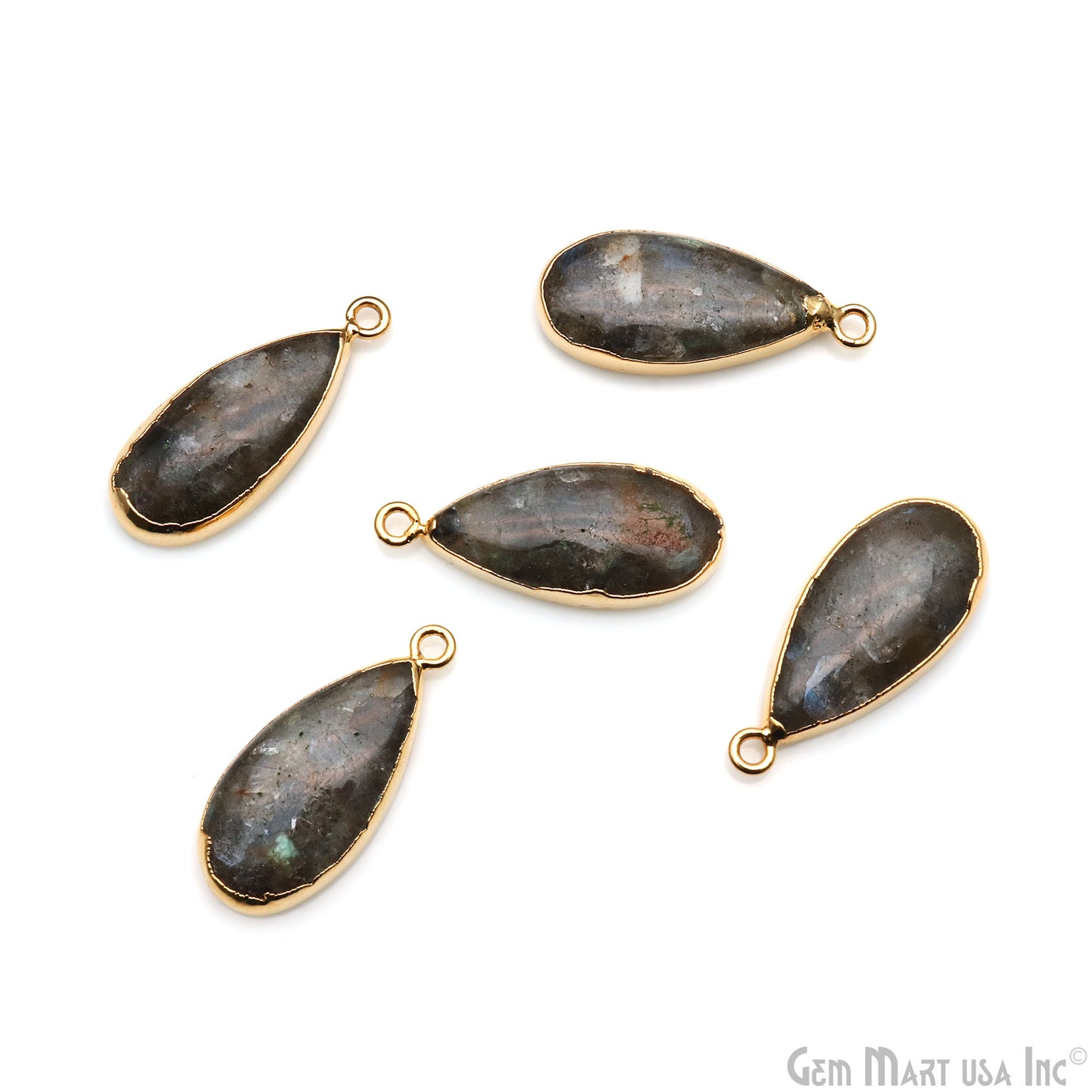 Pear Shape 28x12mm Gold Electroplated Single Bail Gemstone Connector