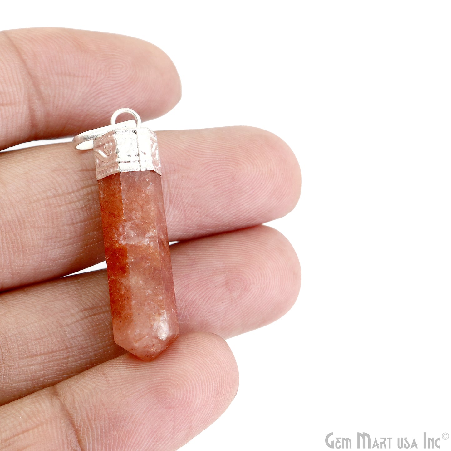 DIY Healing Gemstone 40x9mm Silver Pencil Point Ornate Pendant 1pc