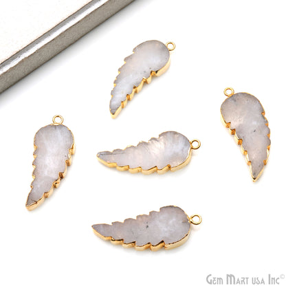 Gemstone Angel Wings 34x14mm Gold Electroplated Pendant