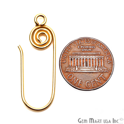 5pc Lot Of Earring Spiral Hook Finding Gold Plated Earring Supplies - GemMartUSA