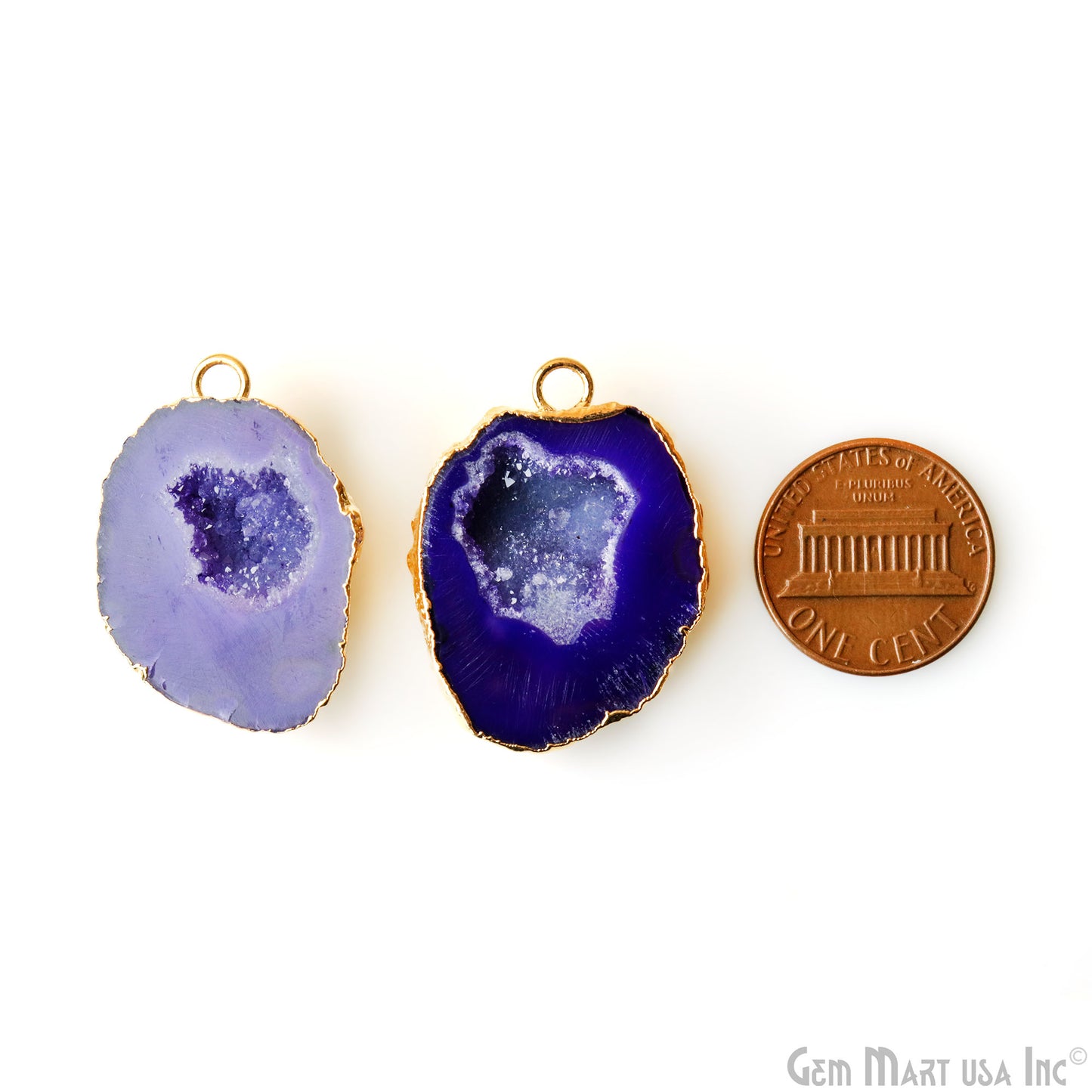 Geode Druzy 24x32mm Organic Gold Electroplated Single Bail Gemstone Earring Connector 1 Pair