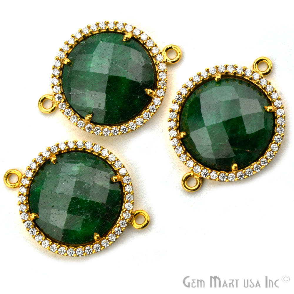 Cubic Zircon Pave 16mm Round Double Bail Gemstone Connector (Pick Your Gemstone) - GemMartUSA