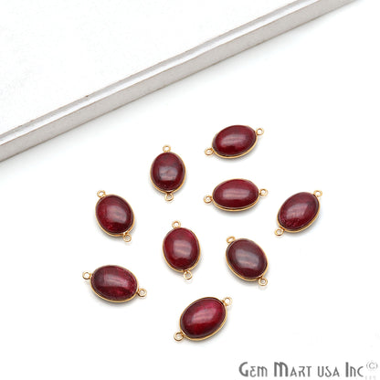 Ruby Cabochon Oval 12x16mm Double Bail Gemstone Connector - GemmartUSA