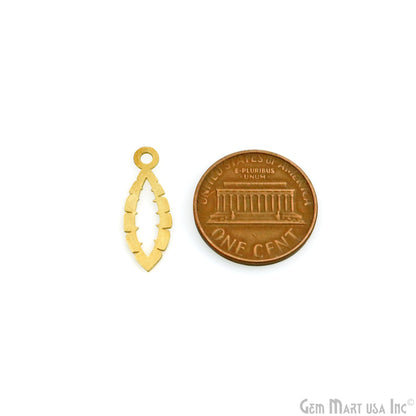 Leaf Shape Laser Charm Gold Plated 21.2x7.5mm Finding Charm Connector