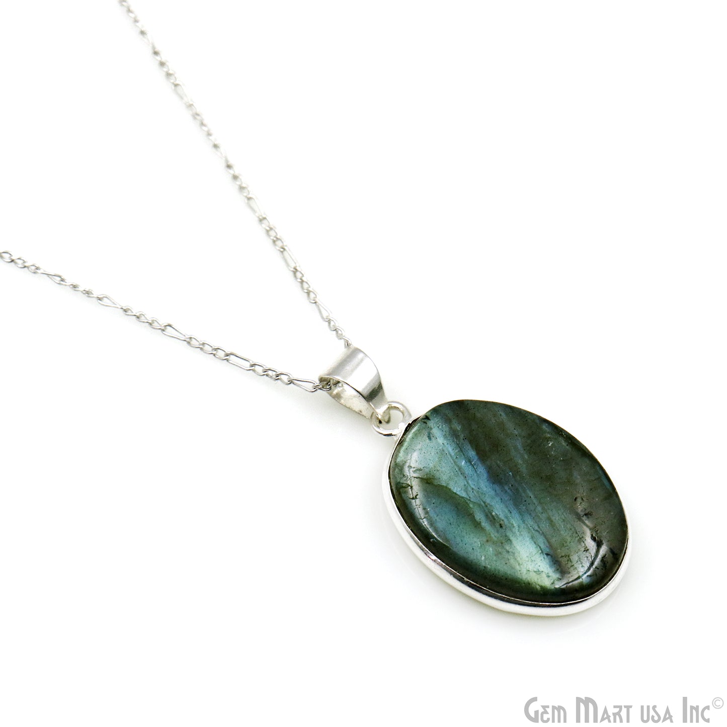 Labradorite Gemstone Oval 32x21mm Sterling Silver Necklace Pendant 1PC