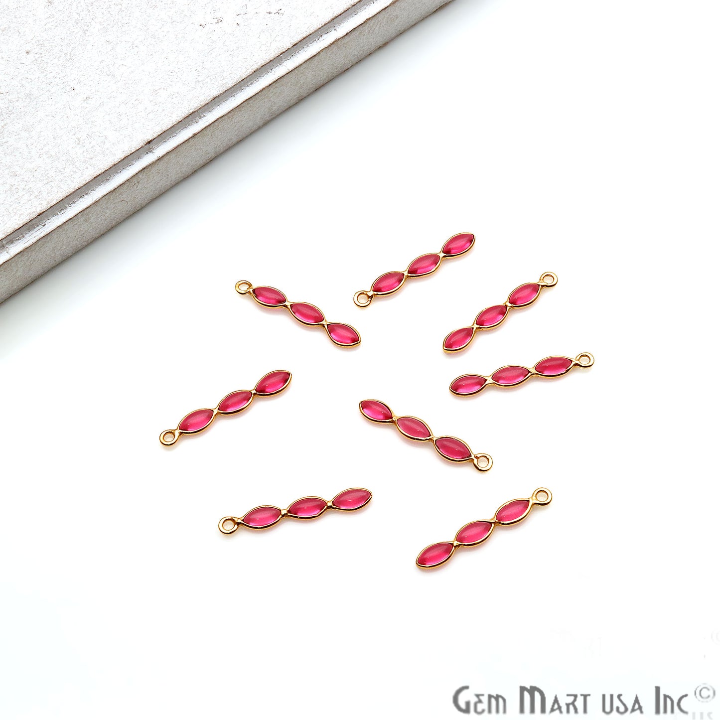 DIY Pink Tourmaline 23x4mm Gold Plated Chandelier Finding Component - GemmartUSA