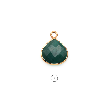 Heart 12mm Single Point Bail Gold Bezel Gemstone Connector