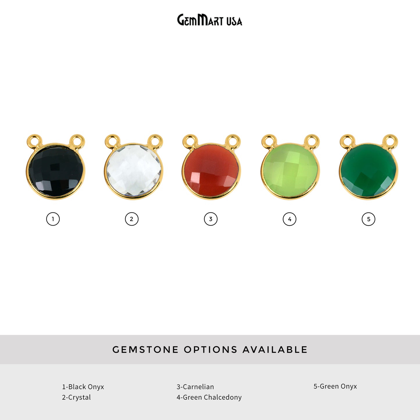 Round 16mm Cat Bail Gold Bezel Gemstone Connector