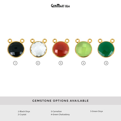 Round 16mm Cat Bail Gold Bezel Gemstone Connector