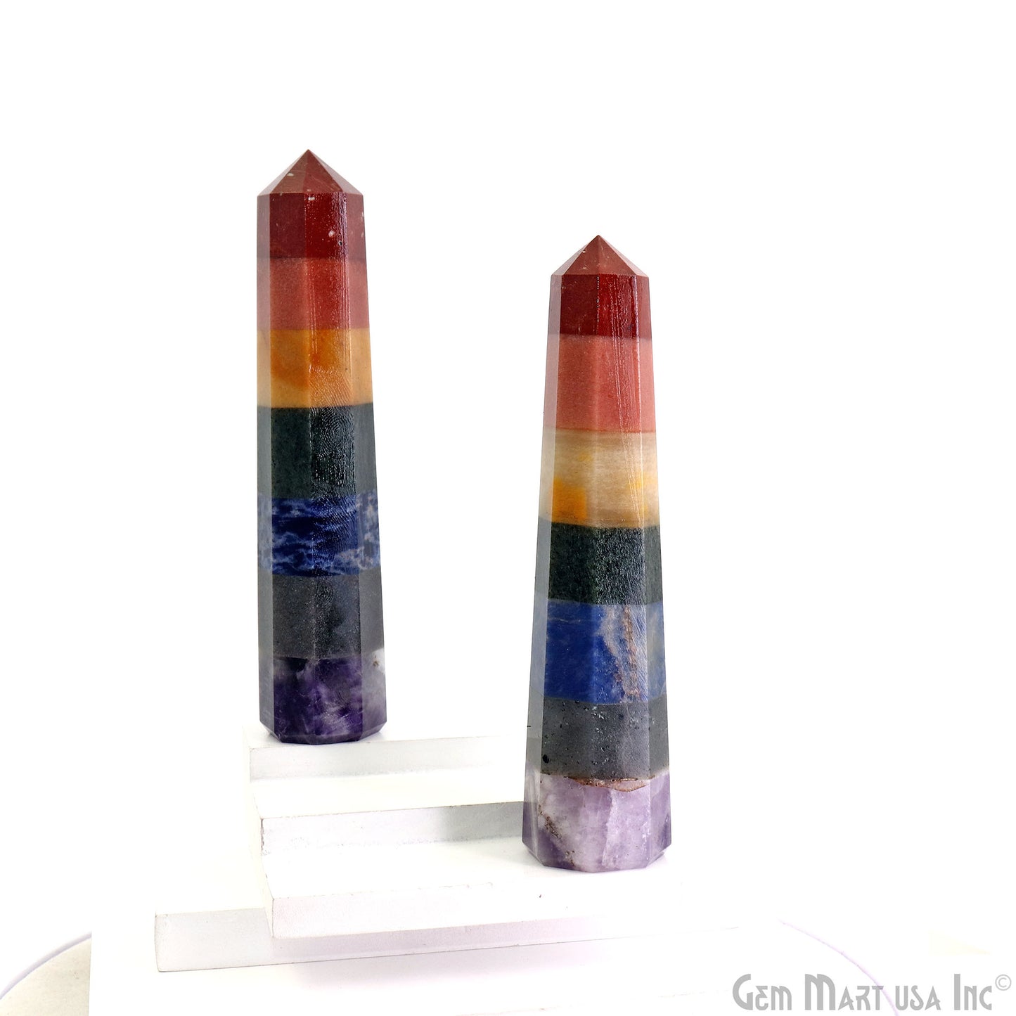 7 Chakra Gemstone Jumbo Tower Crystal Tower Obelisk Healing Meditation Gemstones 4-5 Inch