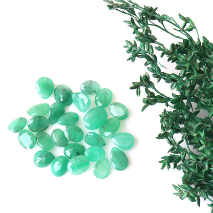 Emerald Oval & Pear Gemstone, 8-12mm, 37 Carats, 100% Natural Faceted Loose Gems, May Birthstone