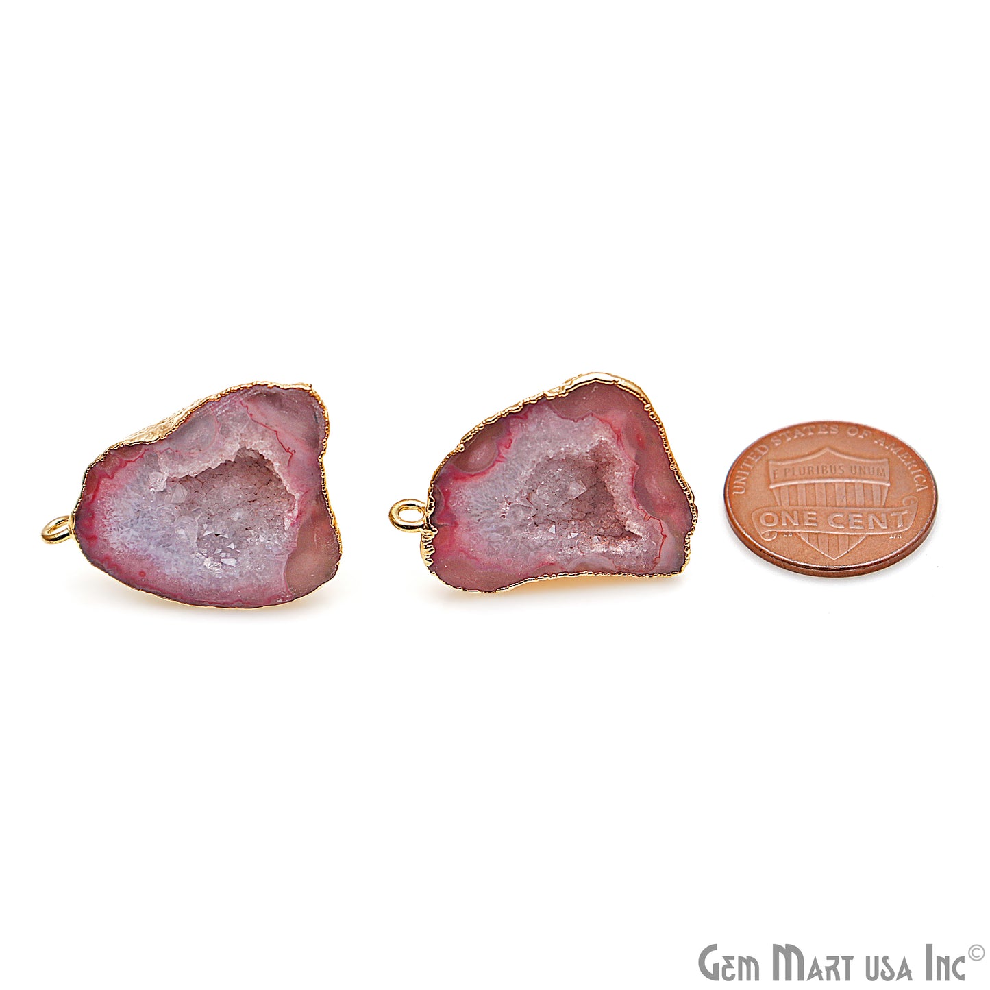 DIY Agate Slice Geode Druzy 22x27mm Gold Electroplated Loop Connector Studs Earrings - GemMartUSA