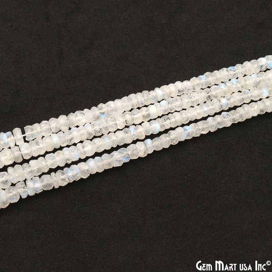 Rainbow Moonstone Micro Faceted Rondelle 3-4mm 13Inch Length AAAmazing Blue Luster (RLRM-70002) (762732445743)