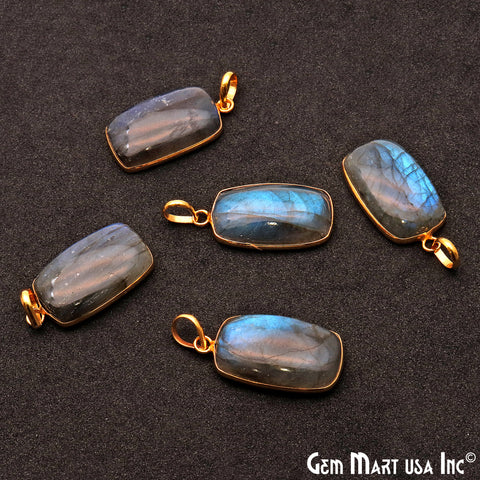 Labradorite Cabochon 28x15mm Octagon Gemstone Connector Pendant - GemMartUSA