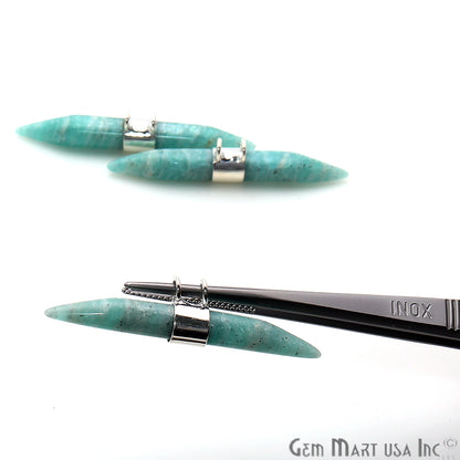 Double Point 41x9mm Gemstone Connector (Pick Your Gemstone & Plating) - GemMartUSA