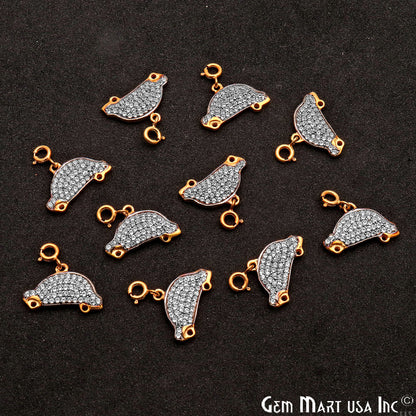 Cubic Zircon Car 20x11mm Charms Finding Gold Plated Charm Connector - GemMartUSA