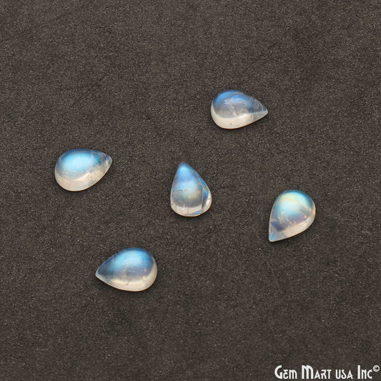 Rainbow Moonstone Cabochon 6x10mm Pears Loose Gemstone