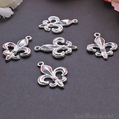 Fleur de Lis 28x19mm Chandelier Finding Charm Connector (Pick Your Metal) - GemMartUSA