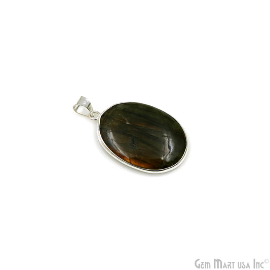 Labradorite Gemstone Oval 39x25mm Sterling Silver Necklace Pendant 1PC