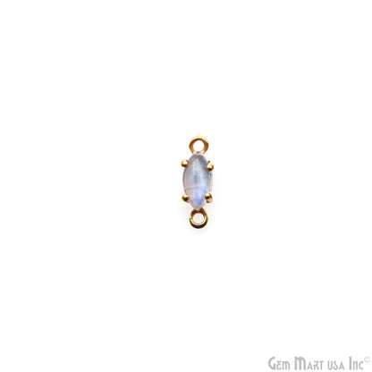 Rainbow Moonstone Cabochon Marquise Prong Gold Plated Bail Connector