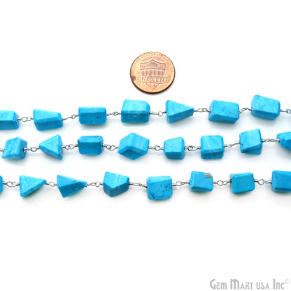 Turquoise 10mm Silver Plated Wire Wrapped Beads Rosary Chain