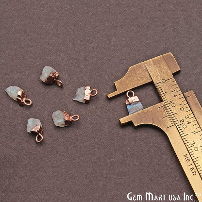 Rough Rainbow Moonstone Gemstone 14x7mm Organic Rose Gold Edged Connector - GemMartUSA