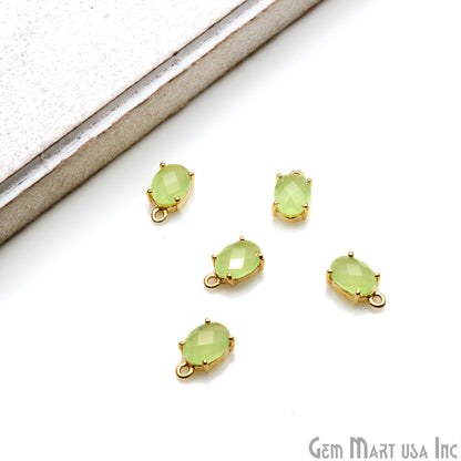 Oval 6x8mm Gold Plated Prong Setting Gemstone Connector (Pick Stone) - GemMartUSA