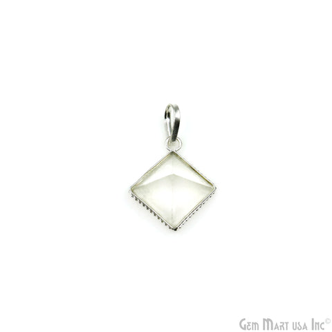 Crystal Pyramid 15mm Shape Silver Plated Pendant