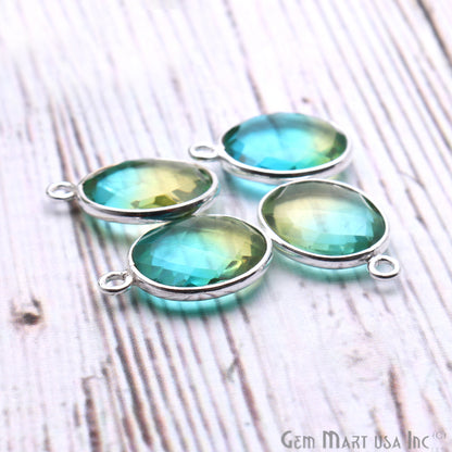 Doublet Aura Quartz 10x12mm Oval Connector (Pick Color,Plating,Bail) - GemMartUSA