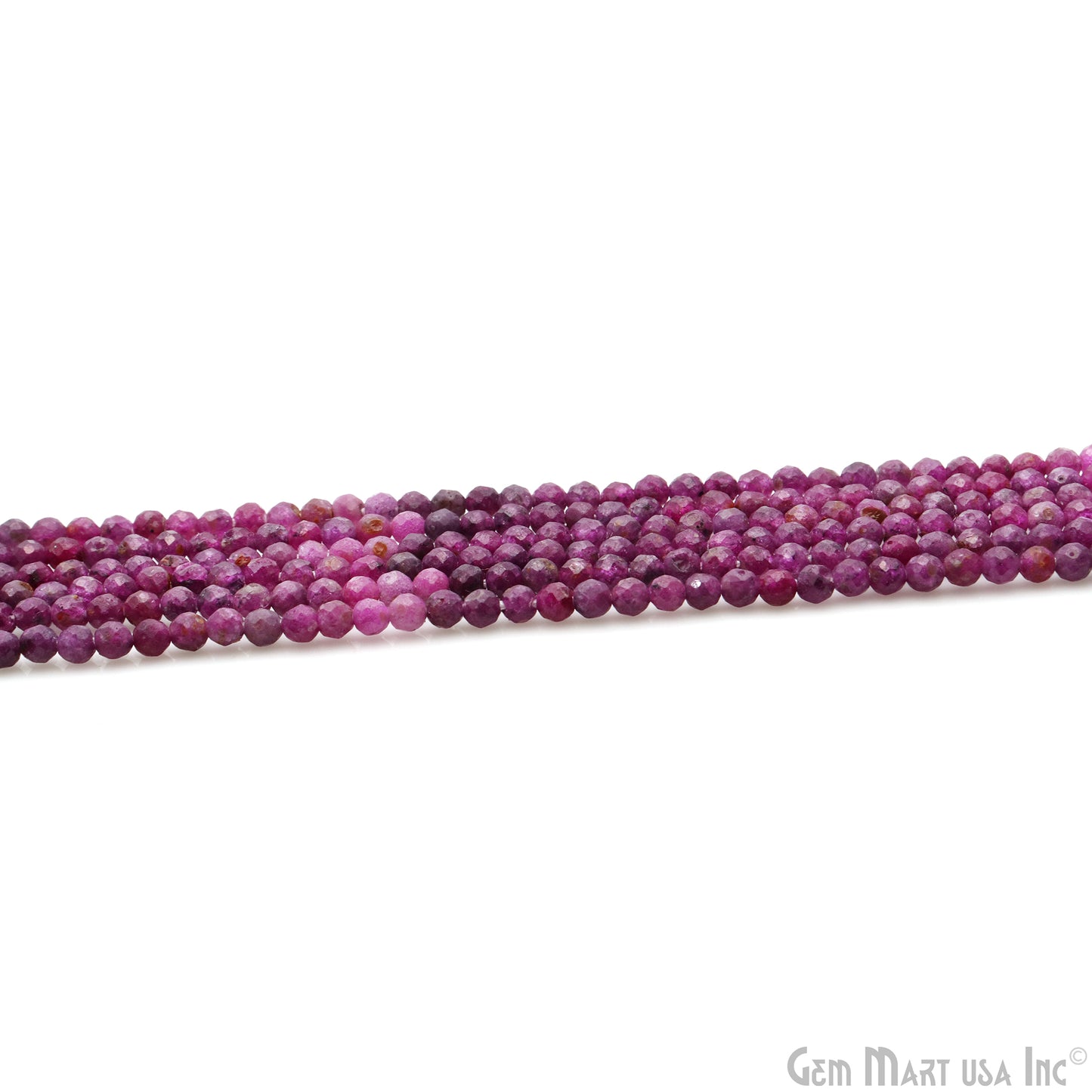 Ruby Rondelle Beads, 12-13 Inch Gemstone Strands, Drilled Strung Nugget Beads, Faceted Round, 3mm