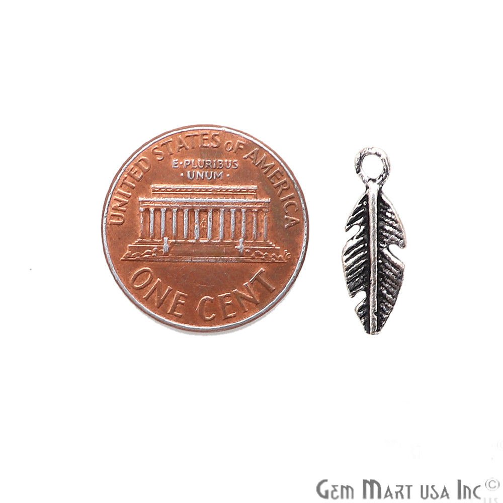 5pc Lot Leaf Shape Oxidized 18x6mm Charm For Bracelets & Pendants - GemMartUSA