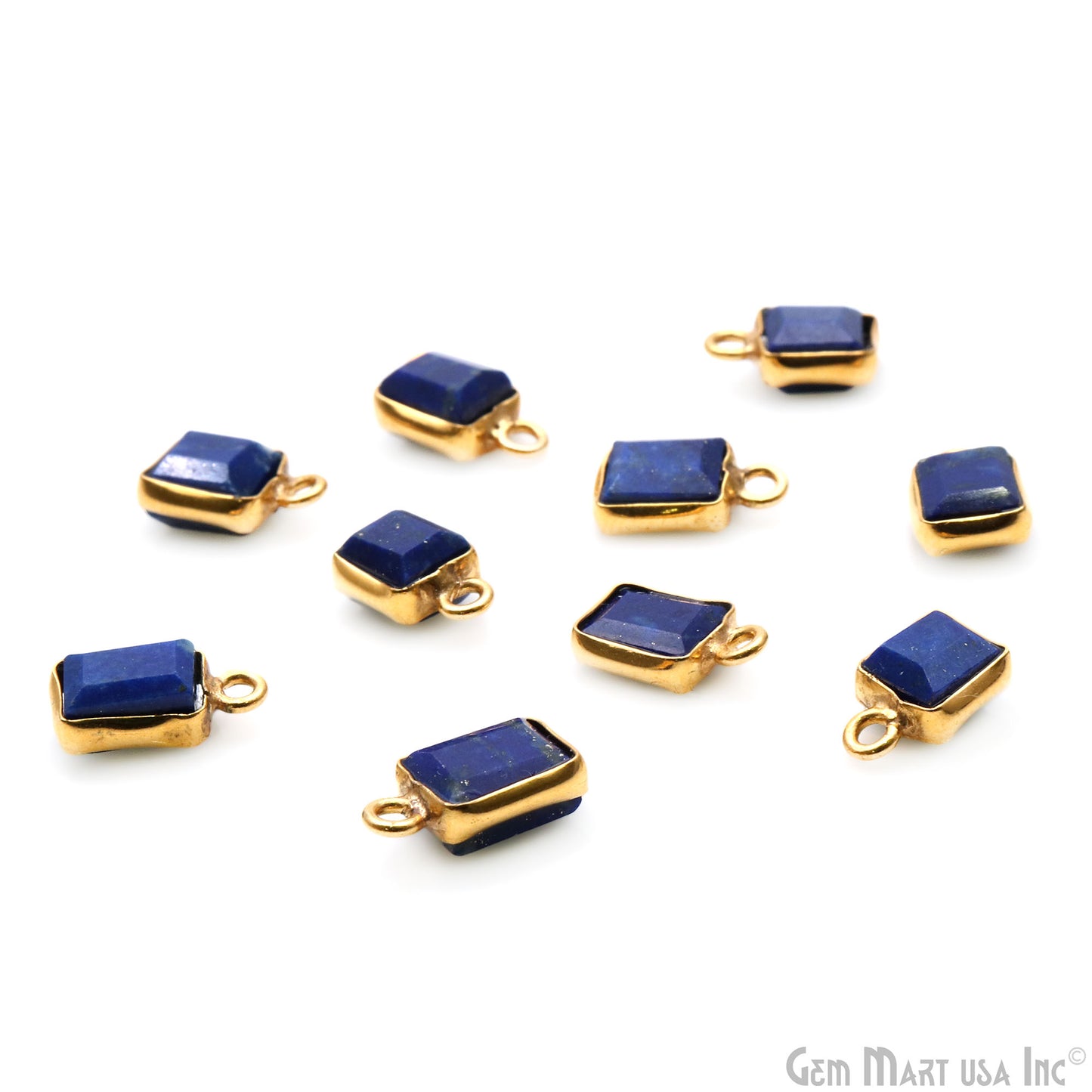 Sapphire Rectangle 11x6mm Gold Plated Single Bail Gemstone Connector