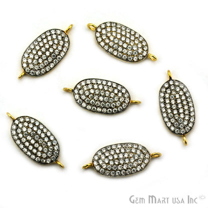 Oval' CZ Pave Gold Vermeil Charm for Bracelet & Pendants - GemmartUSA