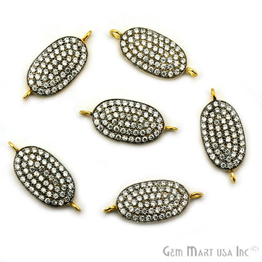 Oval' CZ Pave Gold Vermeil Charm for Bracelet & Pendants - GemmartUSA