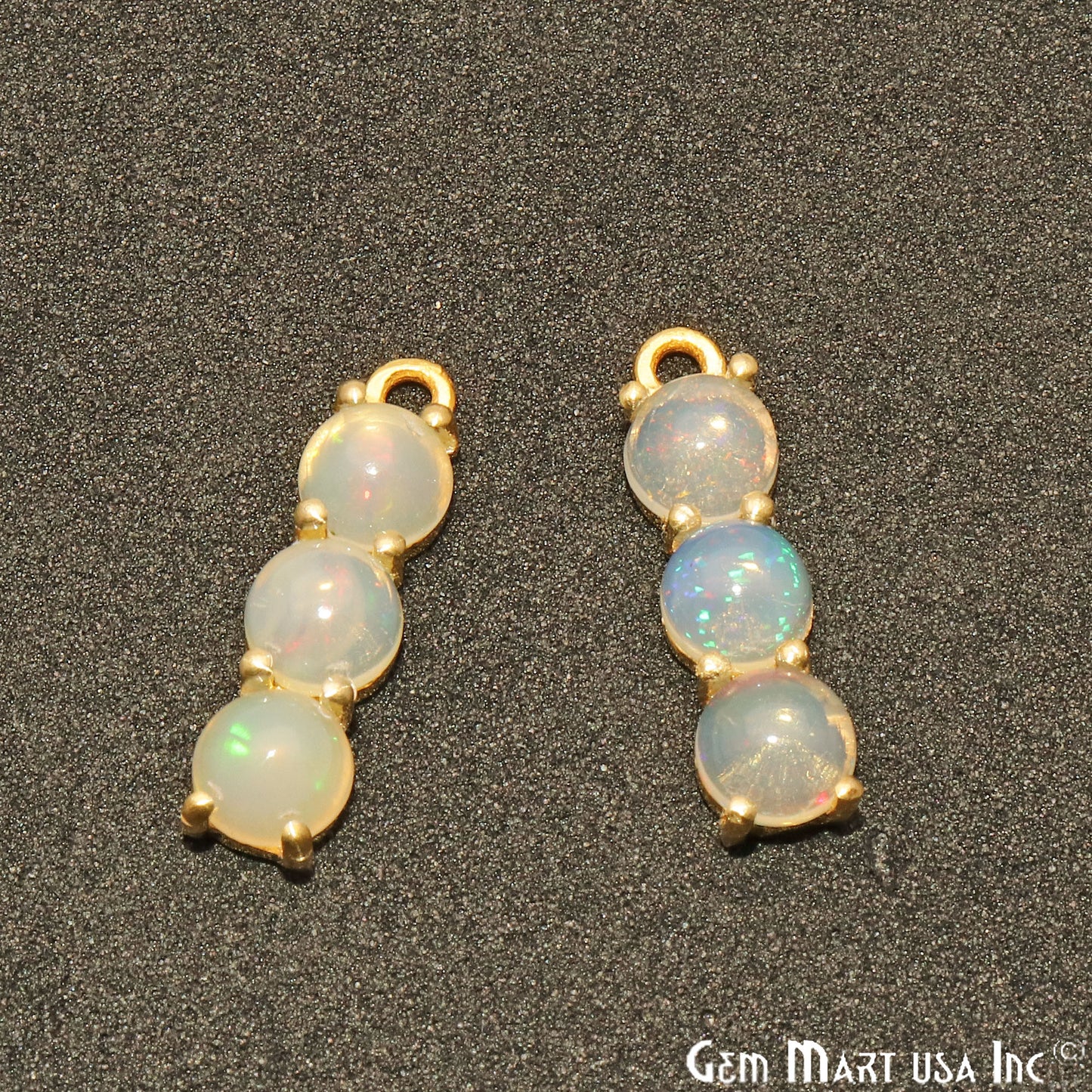 Opal Gemstone 22x6mm Prong Setting Gold Plated Component Connector - GemmartUSA