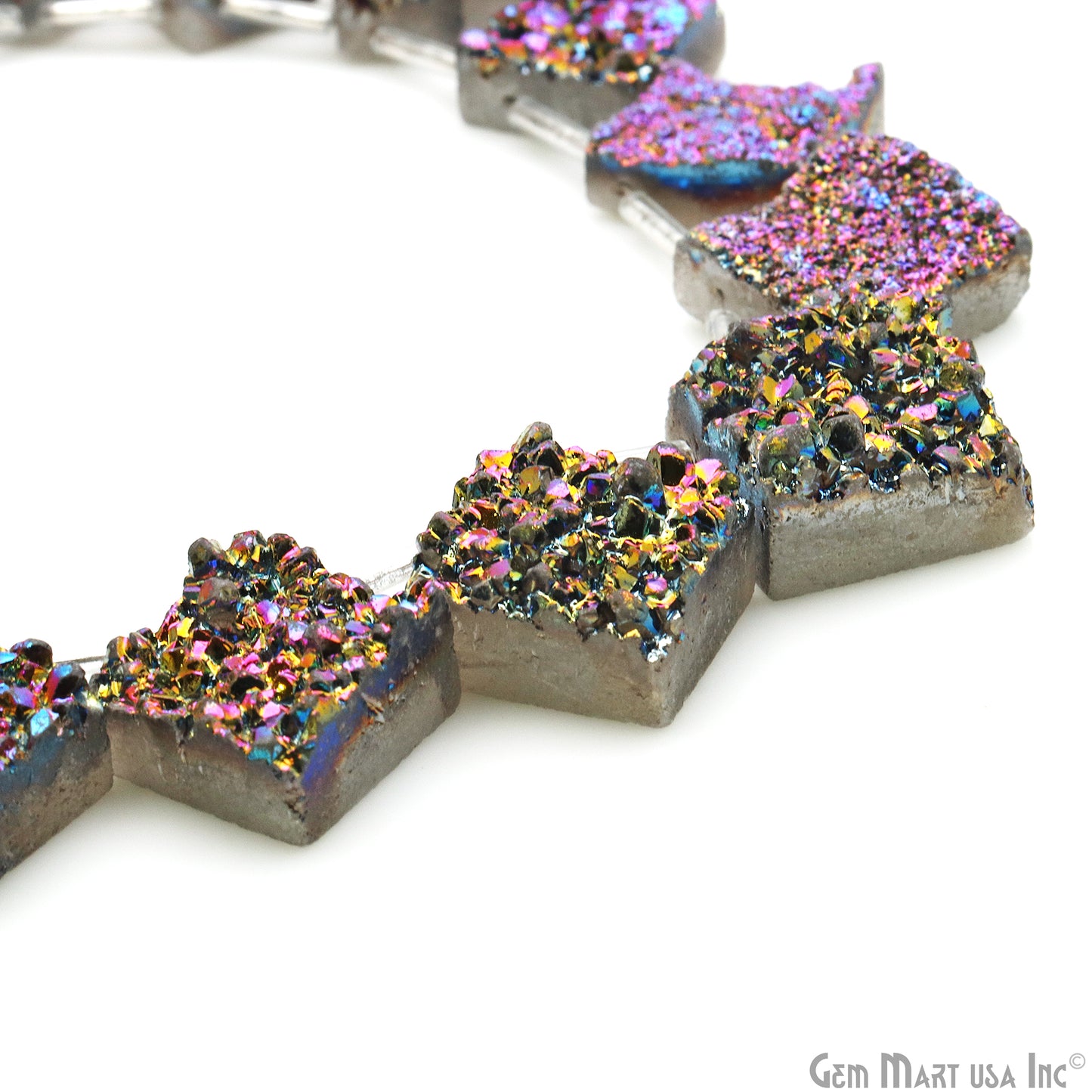 Purple Druzy Square Beads, 8 Inch Gemstone Strands, Drilled Strung Briolette Beads, Square Shape, 10-14mm