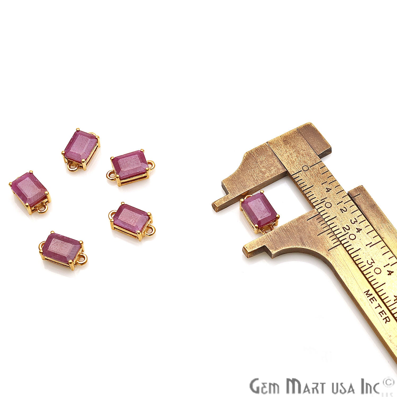 Ruby Prong Setting Gold Plated Gemstone Connector - GemMartUSA