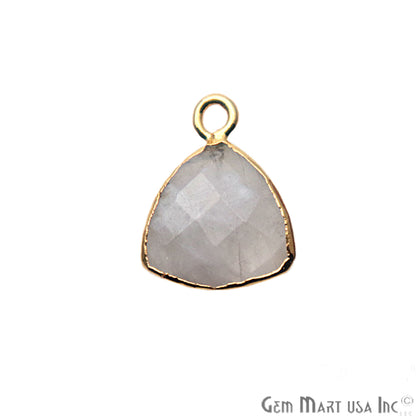 Rainbow Moonstone Trillion 12mm Gold Electroplated Single Bail Gemstone Connector - GemMartUSA